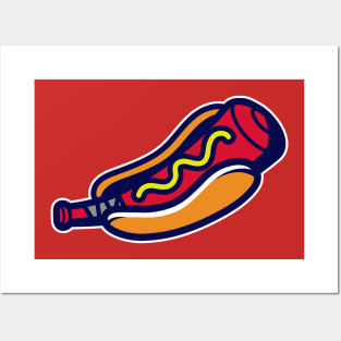 Hot Dog Baseball Bat Sports Mascot T-Shirt: Fun & Bold Design for Baseball Lovers! Posters and Art